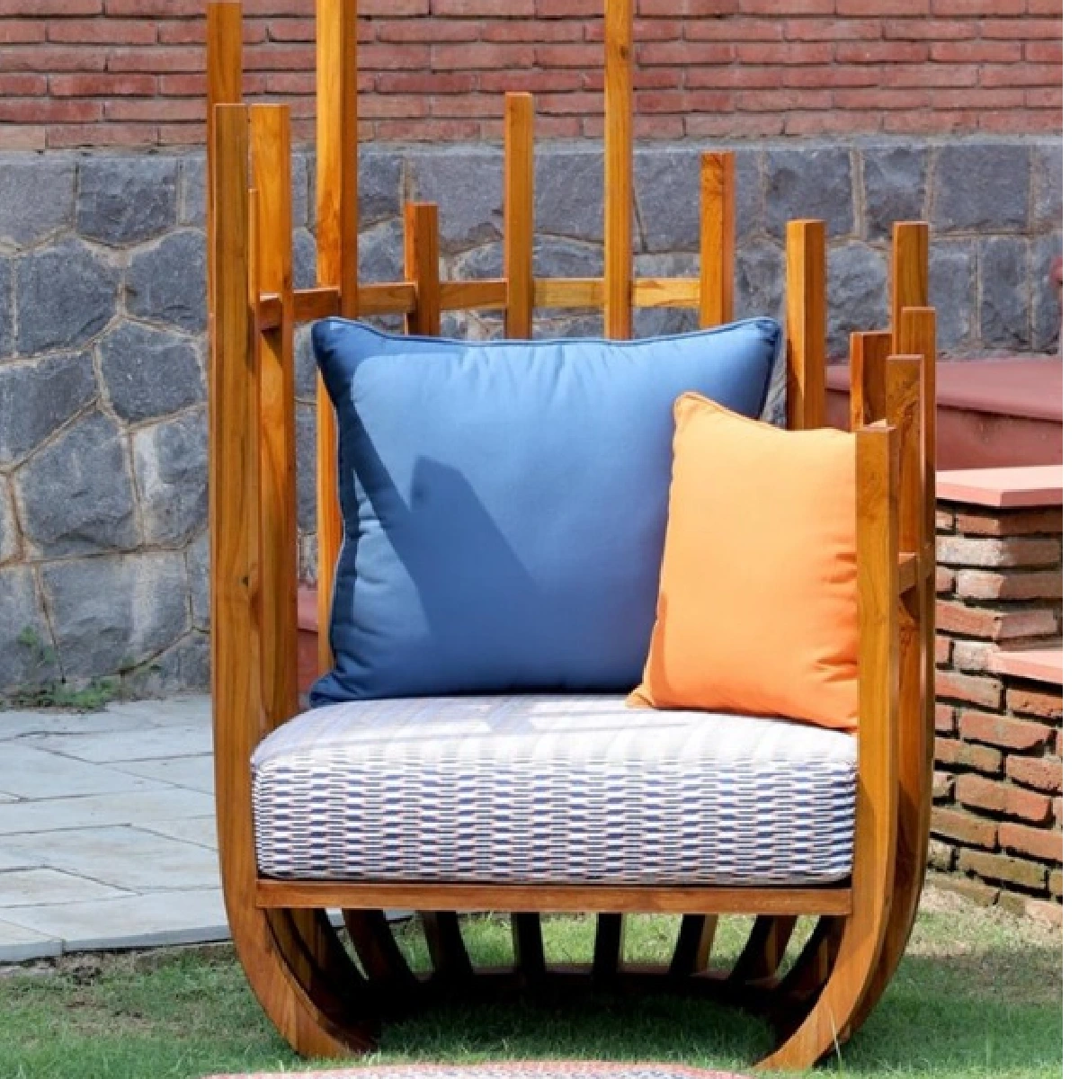 Wooden Lounger (with One Seat & Two Back Cushion only)